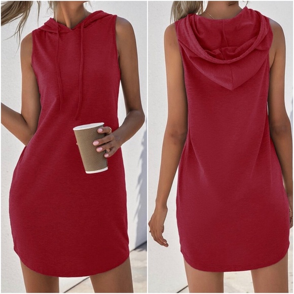 Casual Minimalist Sleeveless Hoodie Dress - Picture 2 of 8